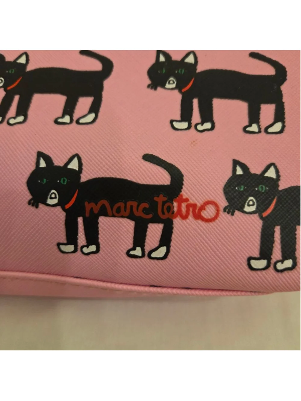 Marc Tetro Pink Black Cat Print Cosmetic Bag